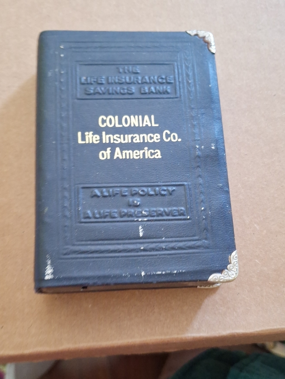 Colonial Life Insurance Co. Embossed Policy Bank Book - Black